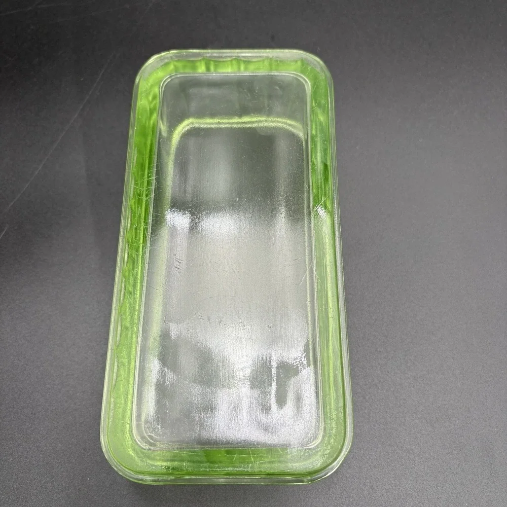 Vintage Uranium Vaseline Glass Baking Dish Anchor Hocking 1930's Glow